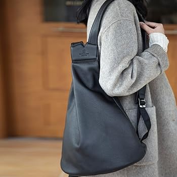 美品 リュック 三角フォルム オールレザー 本革 黒 ユニセックス Amazon.co.jp: [Camélia de Amour] 上質な牛革使用 三角フォルム